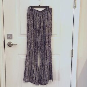 Volcom‎ Wide Leg Beach Lounge Pant Black White Print size Small